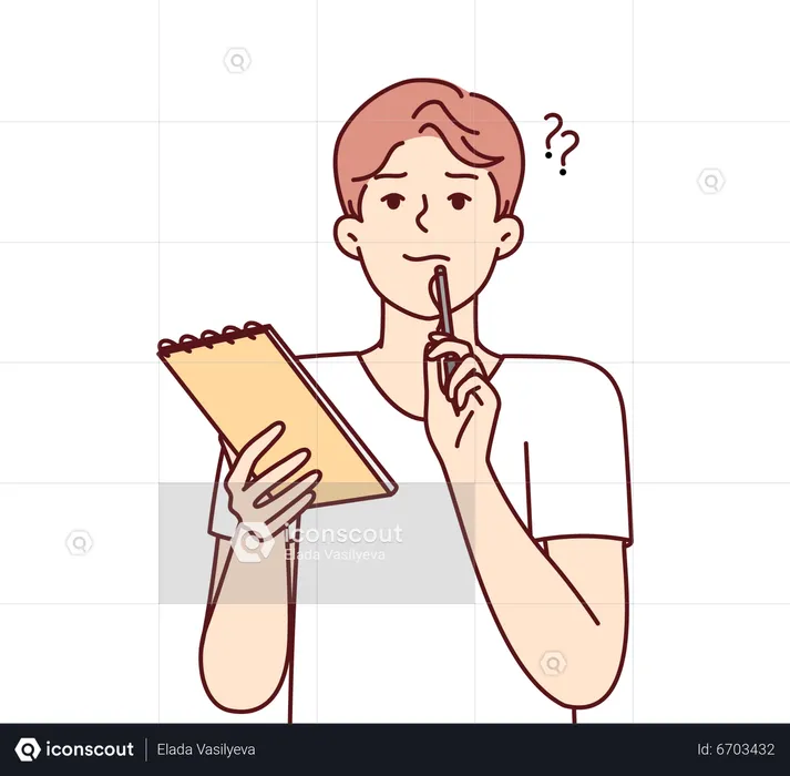 Man thinking for write things  Illustration