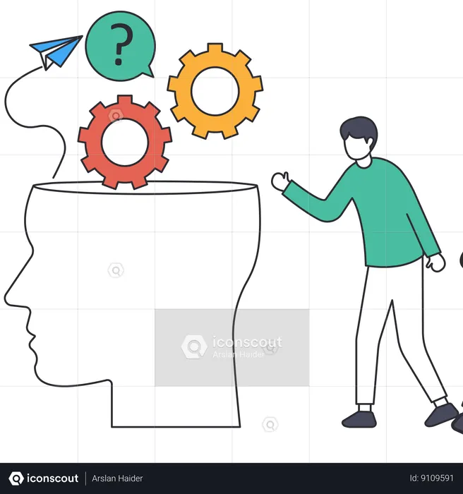 Man Thinking Organization  Illustration