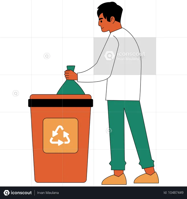 Man throwing garbage in dustbin  Illustration