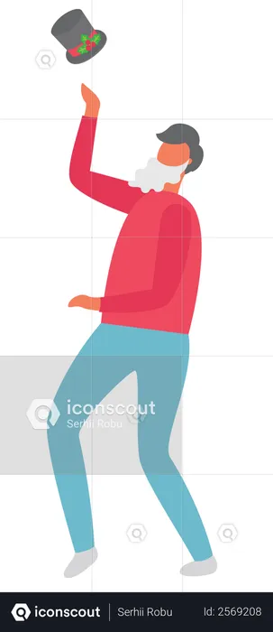 Man throwing hat in air  Illustration