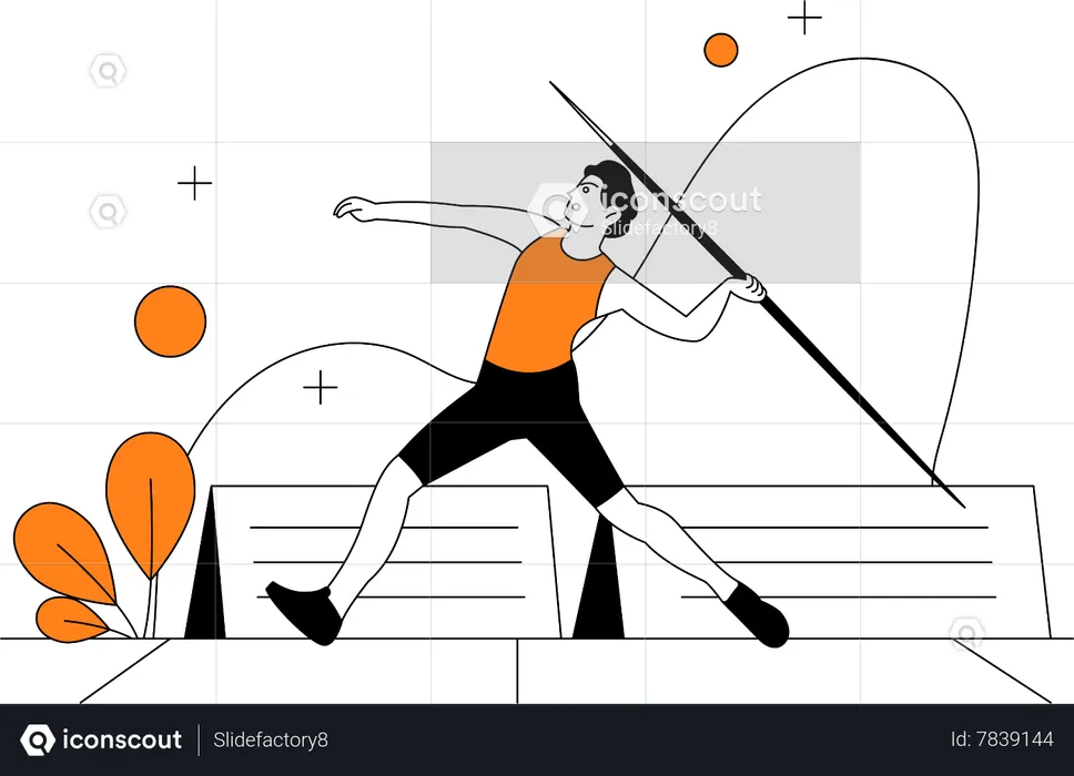 Man Throwing Javelin  Illustration