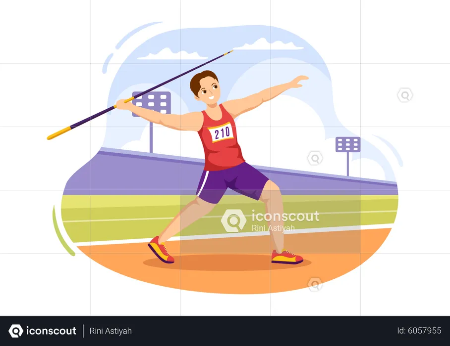 Man throwing javelin  Illustration