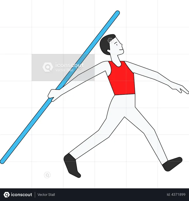Man throwing javelin rod  Illustration