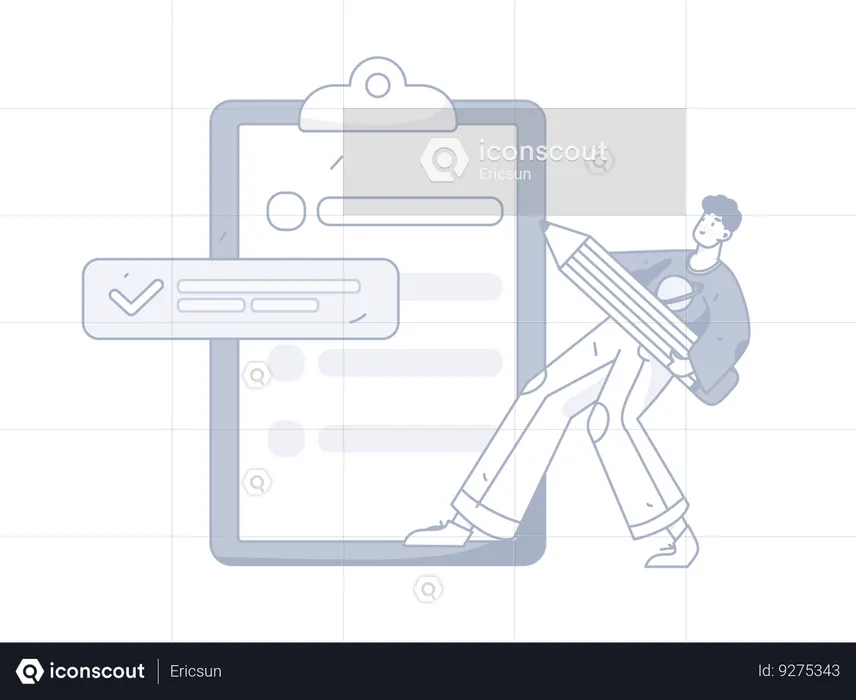 Man tick on checklist  Illustration