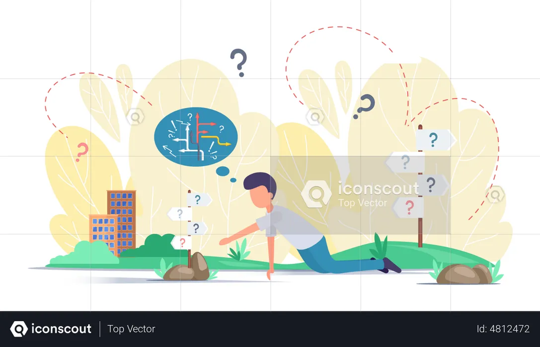 Man Tired Of Finding Location  Illustration