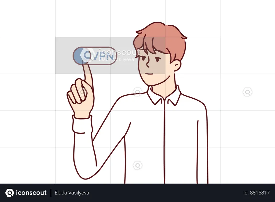 Man toggles on vpn network  Illustration