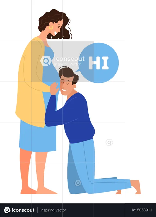 Man touching belly of pregnant wife  Illustration