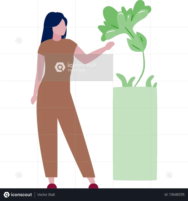 Man touching cactus tree  Illustration