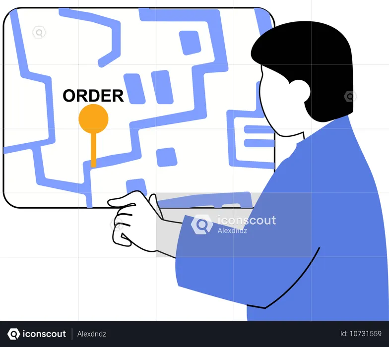 Man tracking his online order  Illustration