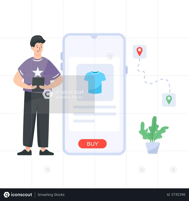 Man tracking online order delivery  Illustration