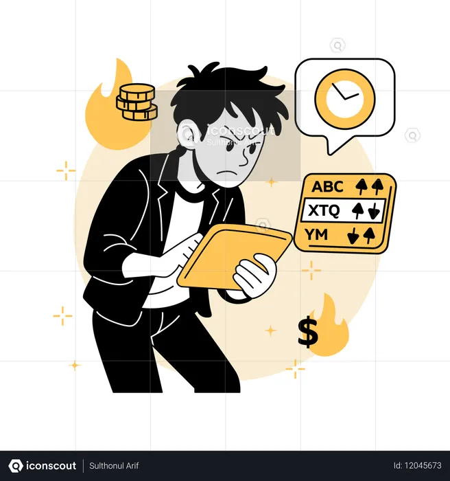 Man Tracking Real-Time Market Data  Illustration