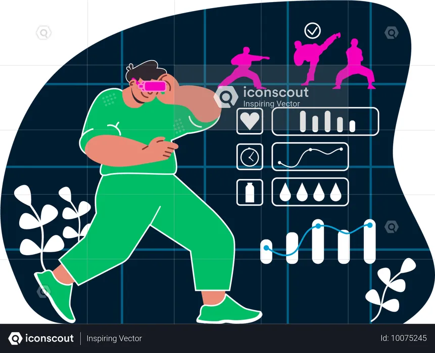 男性がVRメガネで健康状態を記録  イラスト