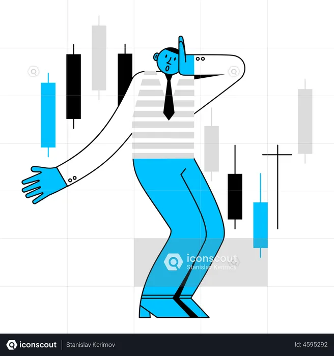 Man Trades Stocks  Illustration