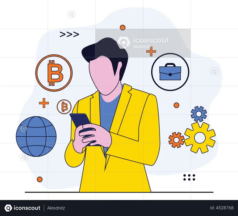 Man trading bitcoin  Illustration