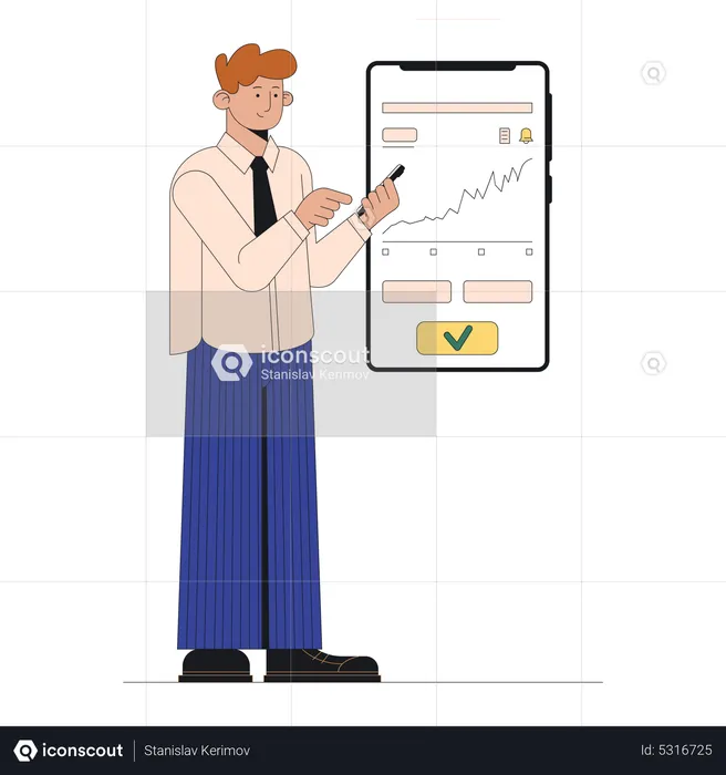 Man trading in marketing on mobile app  Illustration