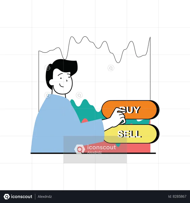 Man trading in stock market  Illustration