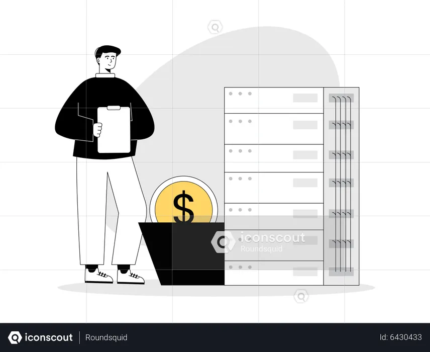 Man trading online  Illustration