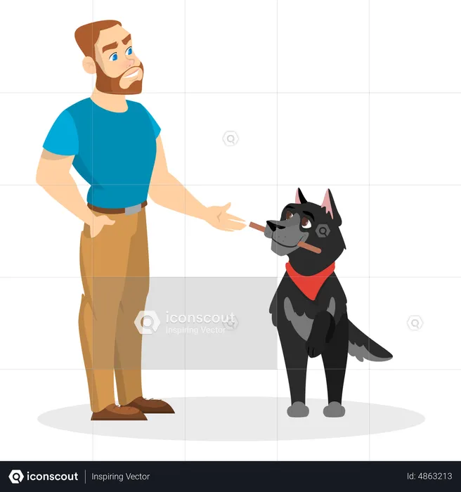 Man training dog  Illustration