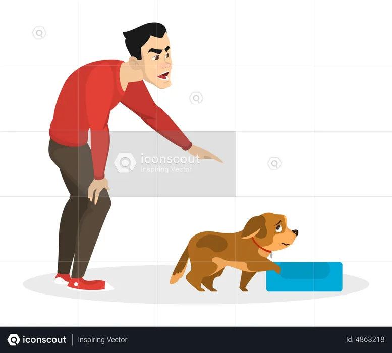 Man training pet dog  Illustration