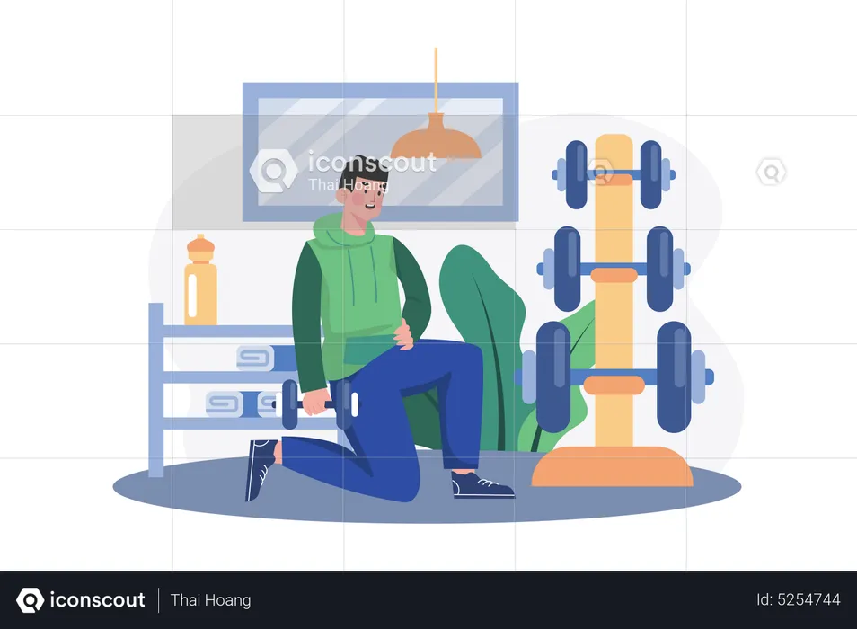 Man training with weightlifting  Illustration