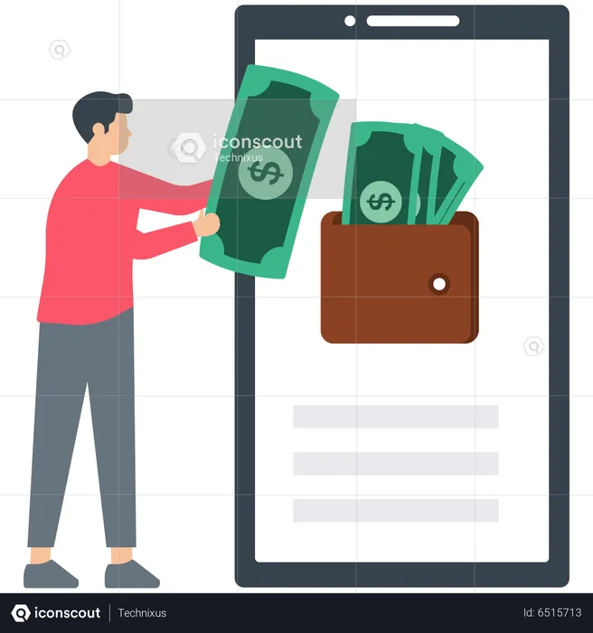 Man Transfer Money From E Wallet  Illustration