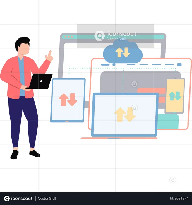 Man transferring data  Illustration