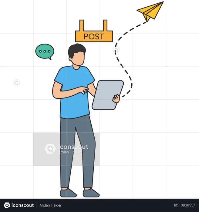 Man transferring mail  Illustration