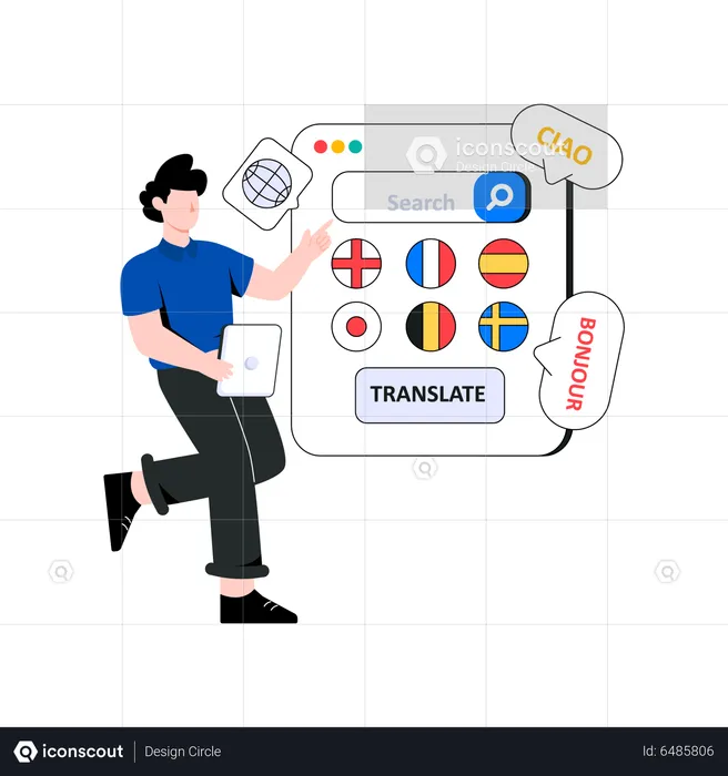 Man translating foreign languages  Illustration
