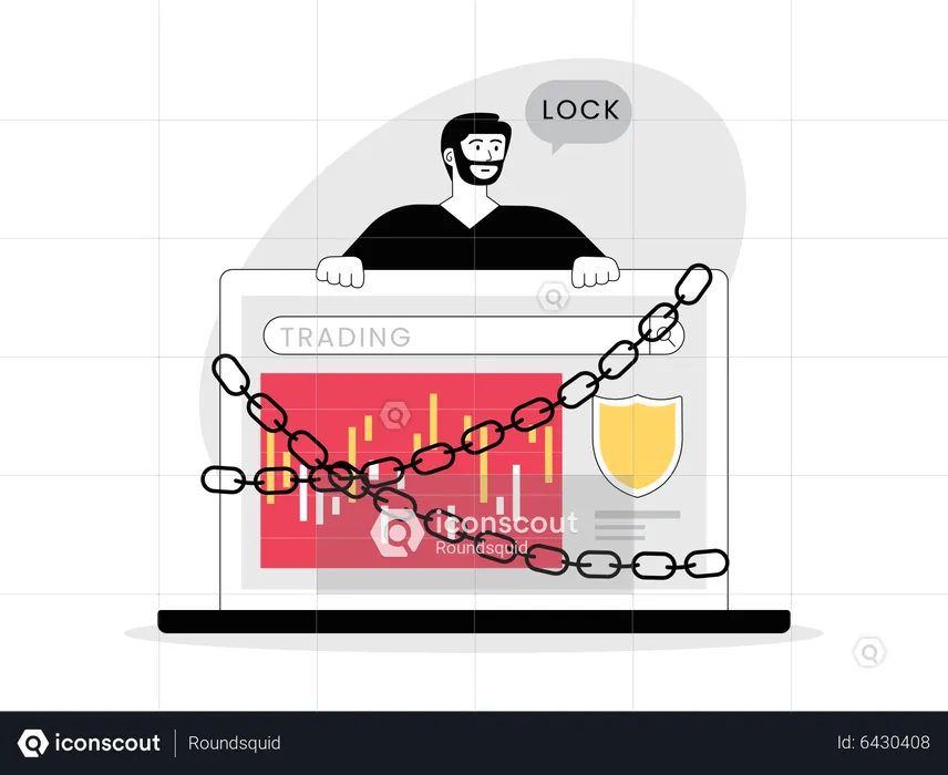 Man trapped in trading order  Illustration