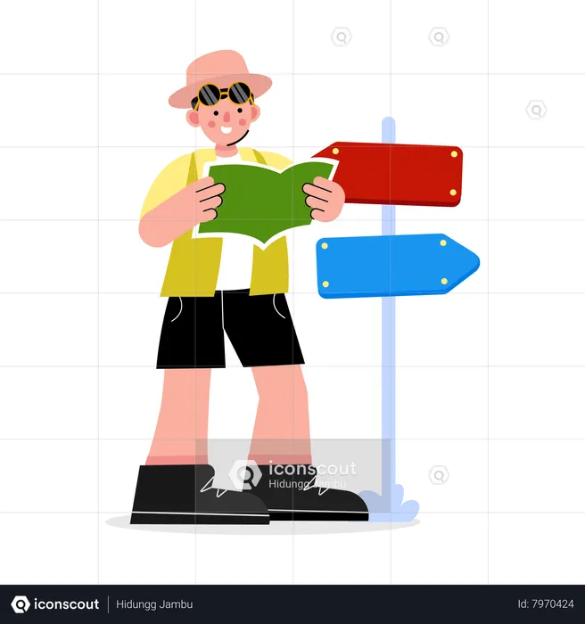 Man traveling route  Illustration