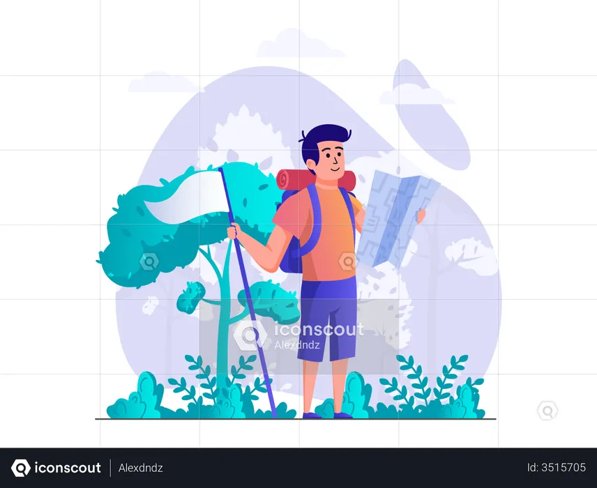 Man travelling and looking for direction  Illustration