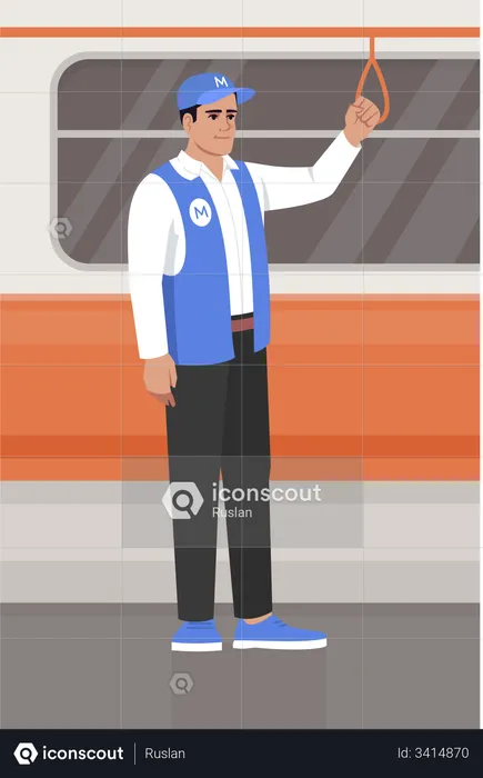 Man travelling in metro  Illustration