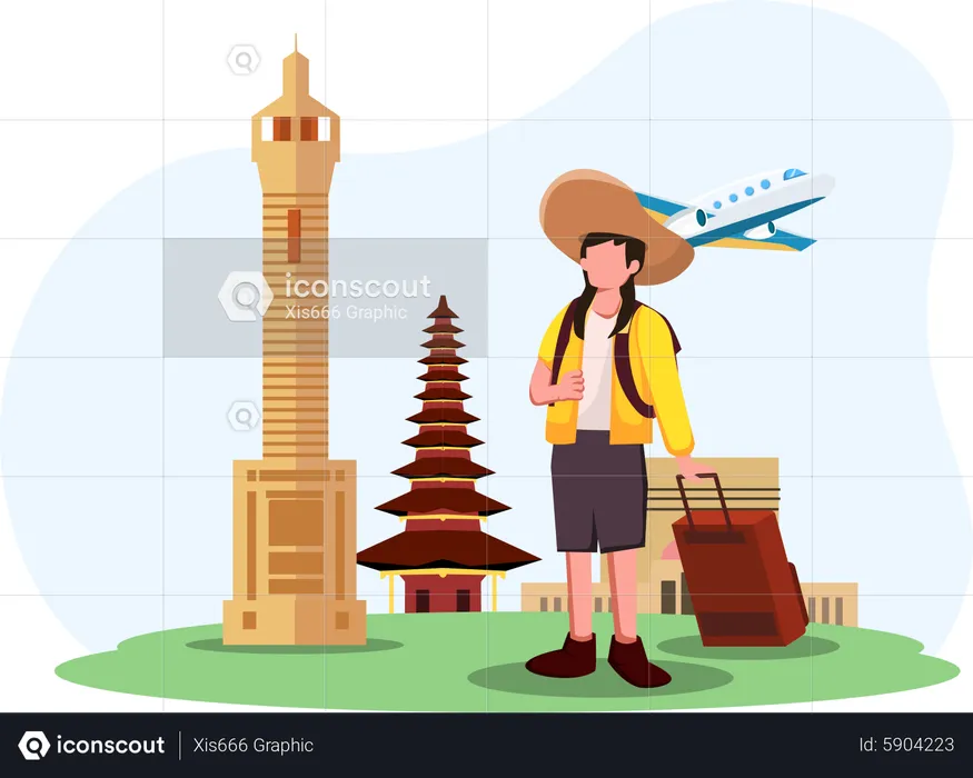 Man travelling world  Illustration