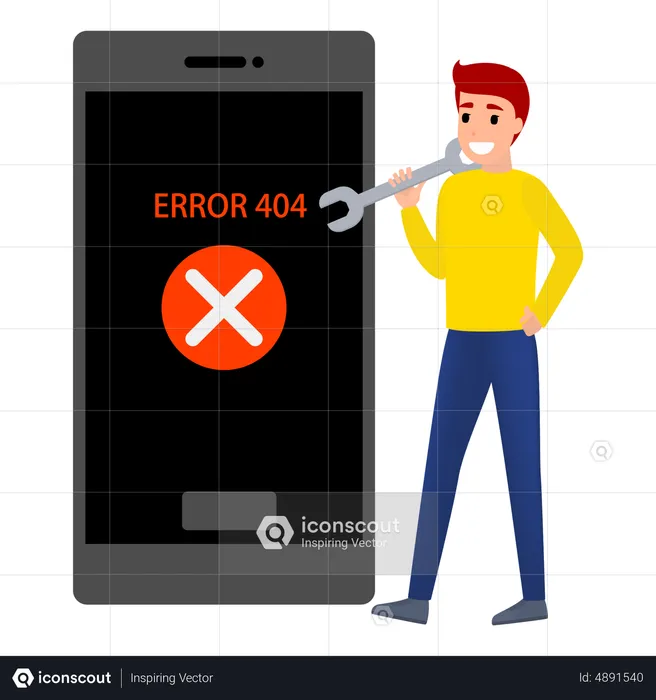 Man try to fix a broken website  Illustration