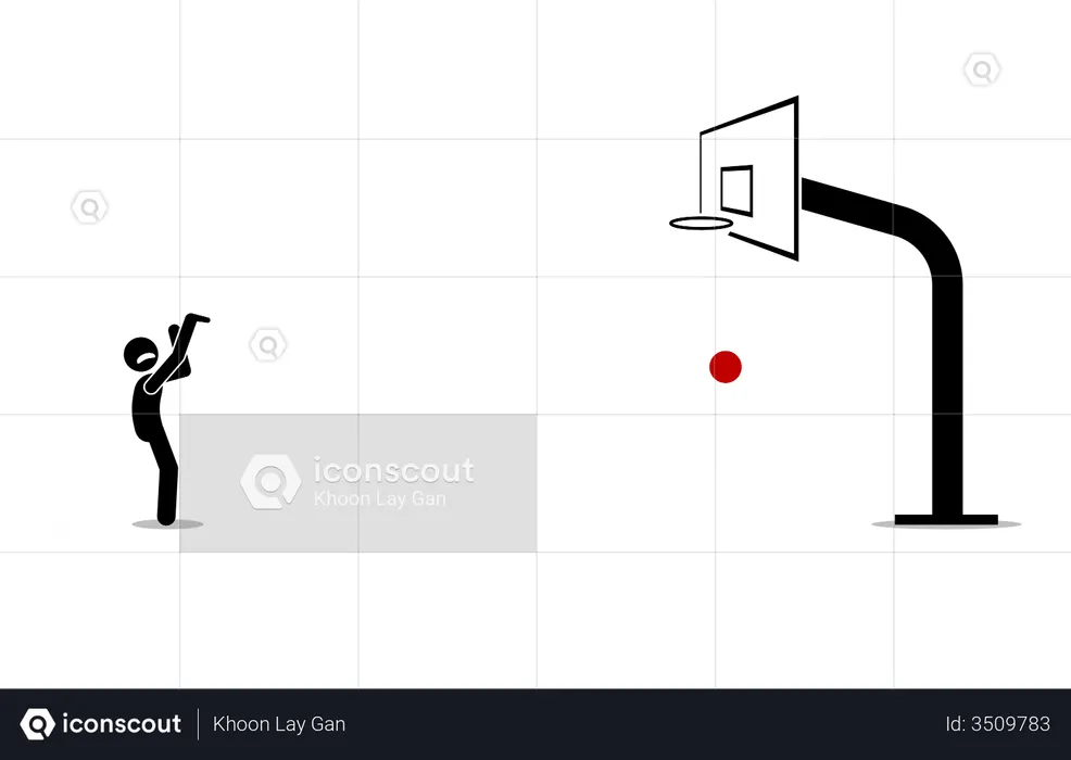 Man trying to shoot a basketball into a hoop  Illustration
