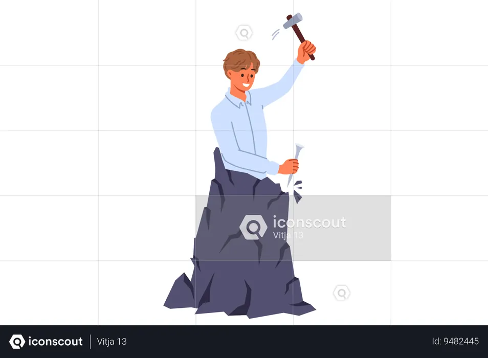 Man trying to solve business problem  Illustration