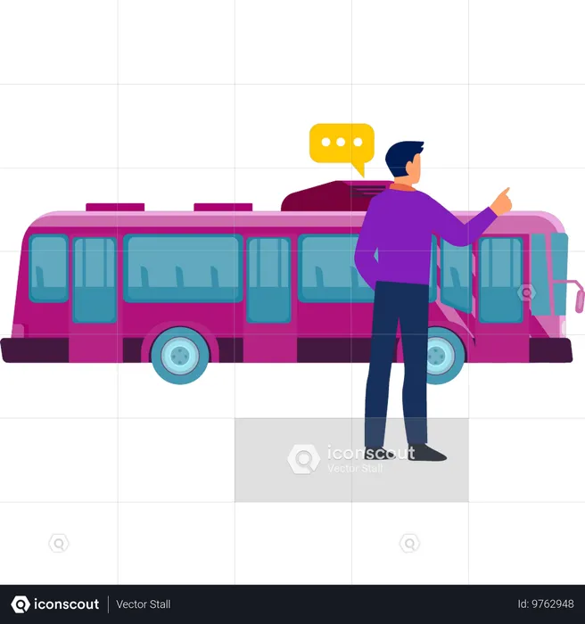 Man trying to stop bus  Illustration