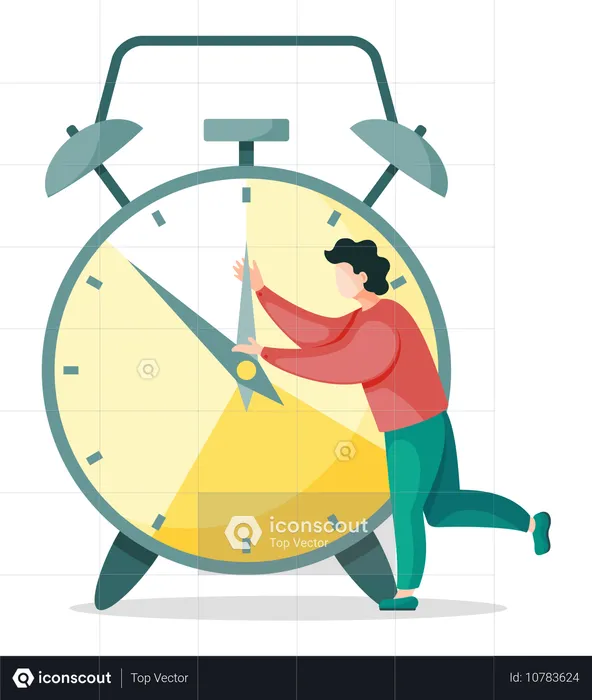 Man Trying to Stop Watch  Illustration