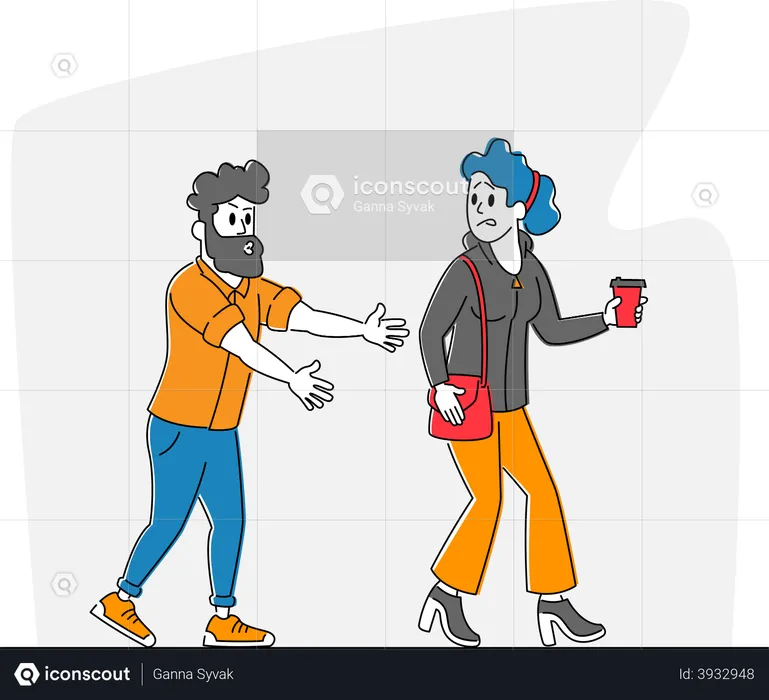Man Trying to Touch Girl Buttocks  Illustration