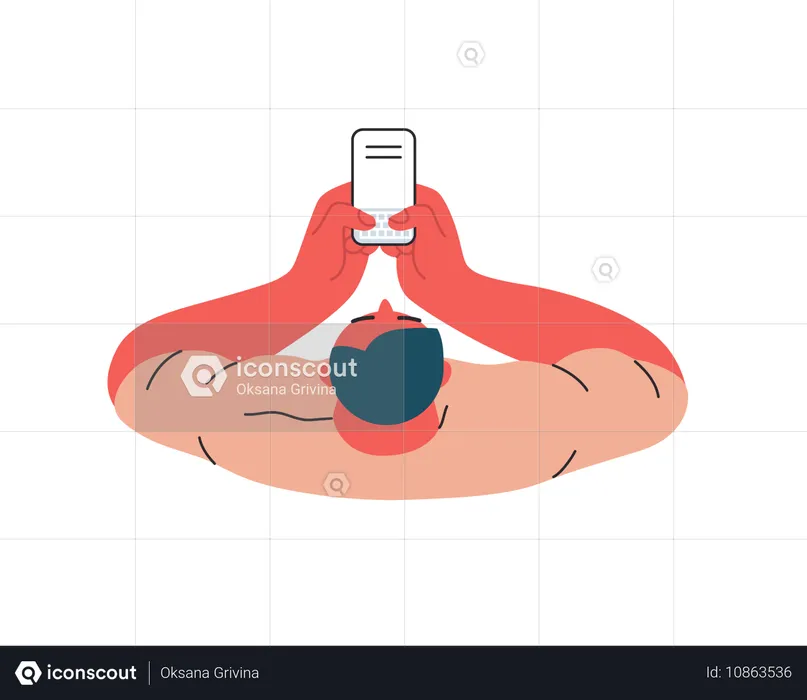 Man typing on mobile  Illustration