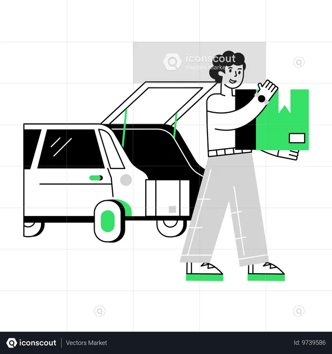 Man Unloading delivery truck  Illustration