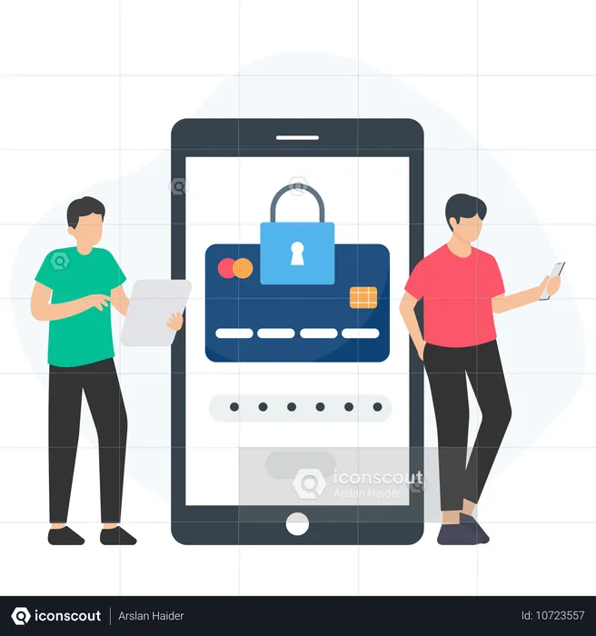 Man Unlock Credit Card  Illustration