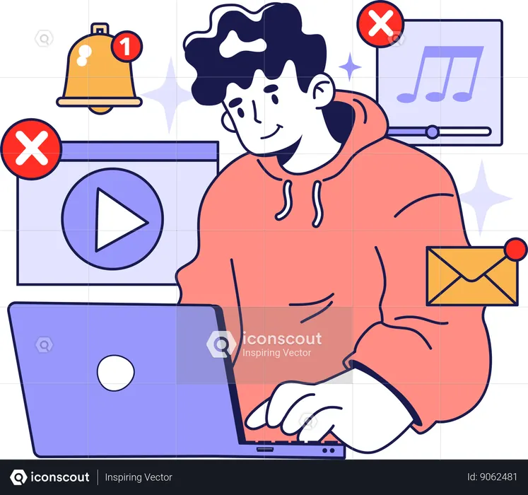 Man unsubscribe e-commerce channel  Illustration