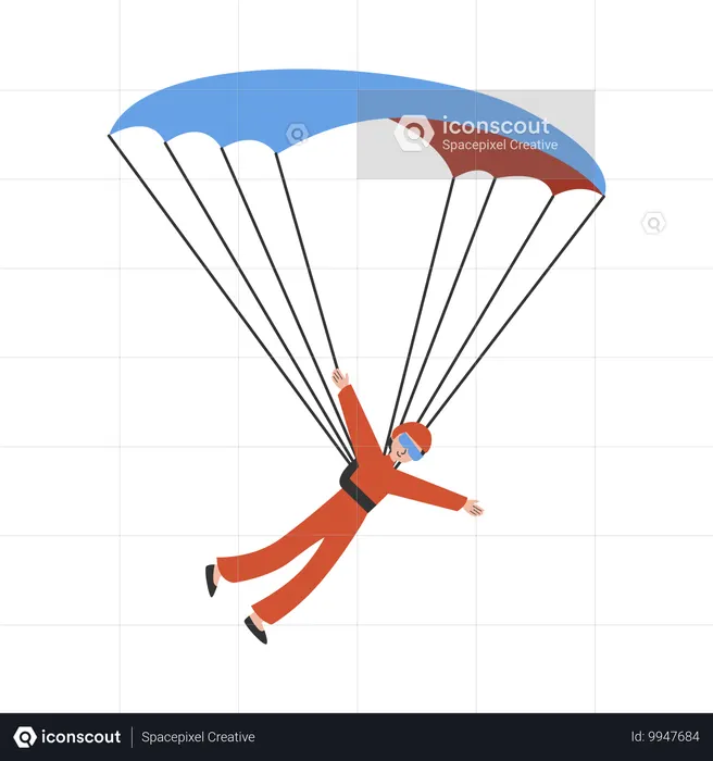 Man Up in cloud paragliding  Illustration