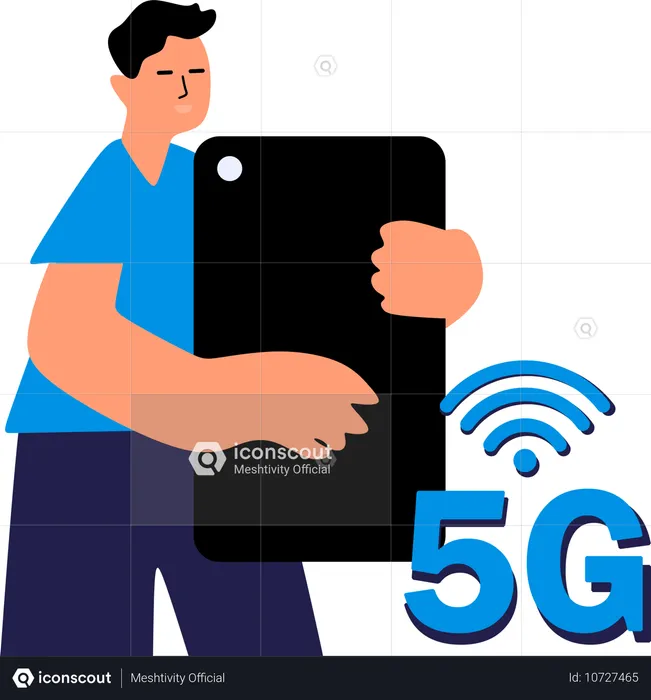 Man Updating 5g Connectivity  Illustration