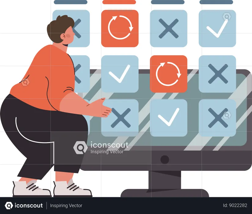 Man updating task list  Illustration