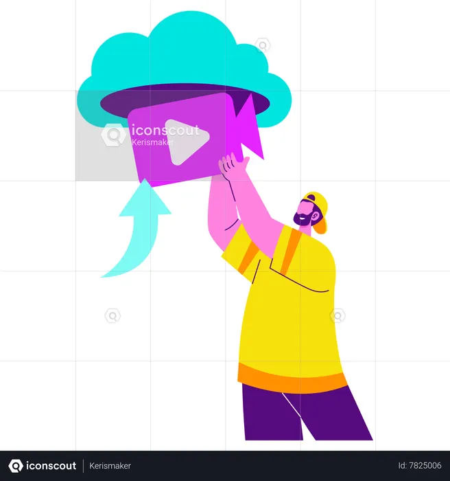 Man Uploading content  Illustration