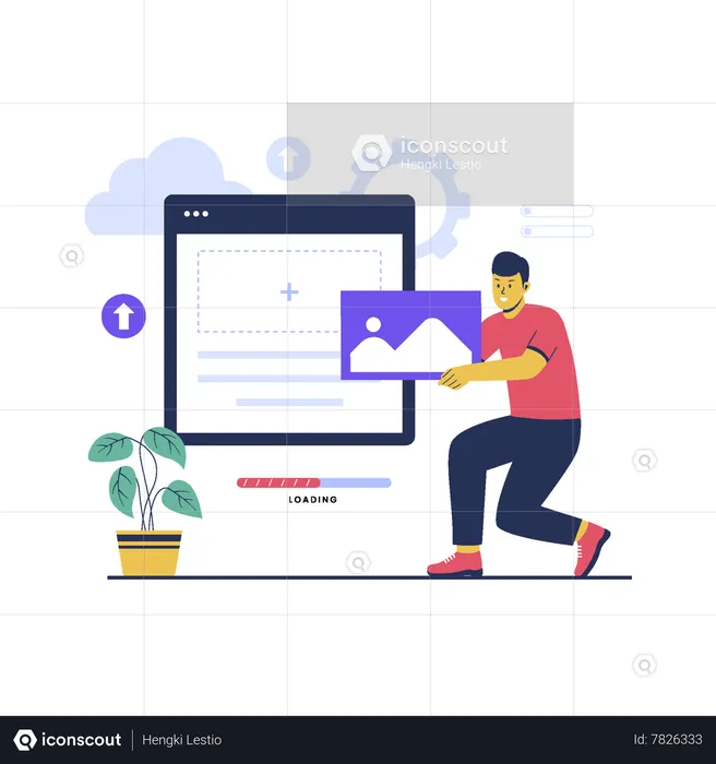 Man uploading image  Illustration