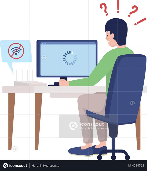 Man upset with no wifi  Illustration