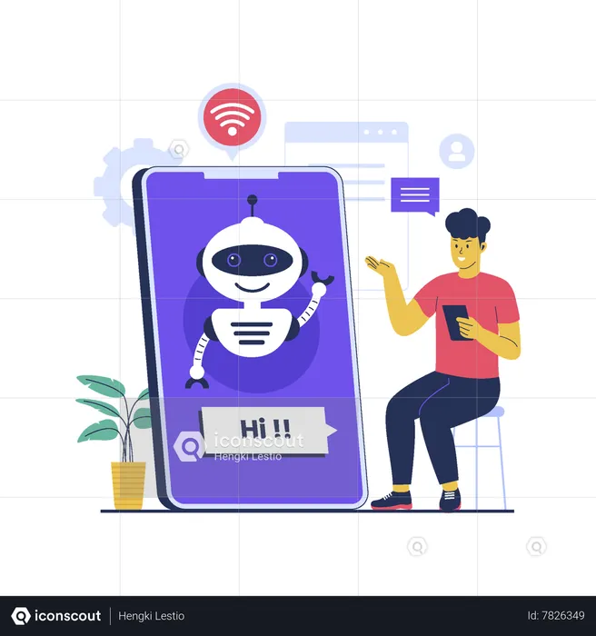 Man use chatbot technology  Illustration
